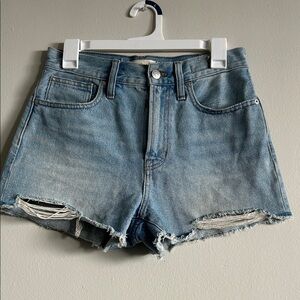 Madewell Light Blue Distressed Jean Shorts